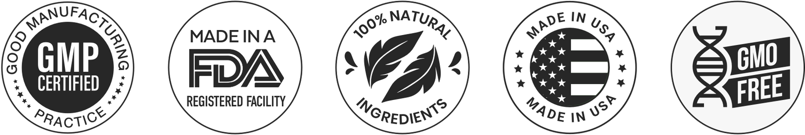 Manufacturing, FDA facility, natural ingredients, made in USA, and GMO free